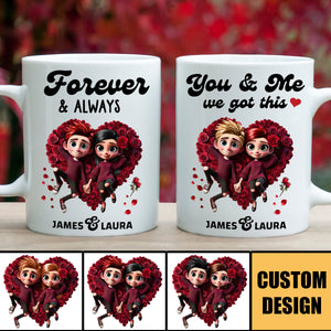 Together Since-Personalized Rose Heart Couple Mug, Anniversary Gift For Couple