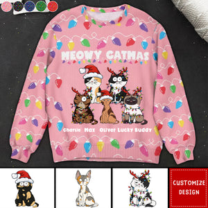 Meowy Catmas Christmas Funny Cats - Personalized Ugly Sweater