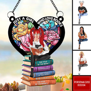 New Release - Girl Reading Book-Personalized Suncatcher Ornament-Gifts For Book Lover Girl