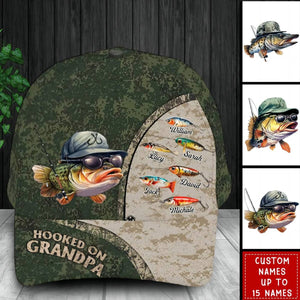 Hooked On Grandpa - Personalized Classic Cap - Gift For Dad/Grandpa