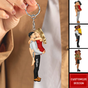 New-Couple Kissing - Gift For Couples - Personalized Acrylic Keychain