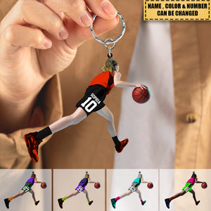 Personalized Female/Girl/Teen Basketball Player Acrylic Keychain