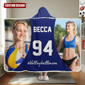 Personalized Photo Wearable Blanket Hoodie - Gift For Soccer,Volleyball,Football Lovers