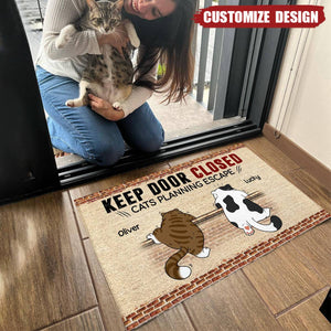 New Release-Cats Planning Escape Naughty Cat Brick Personalized Doormat