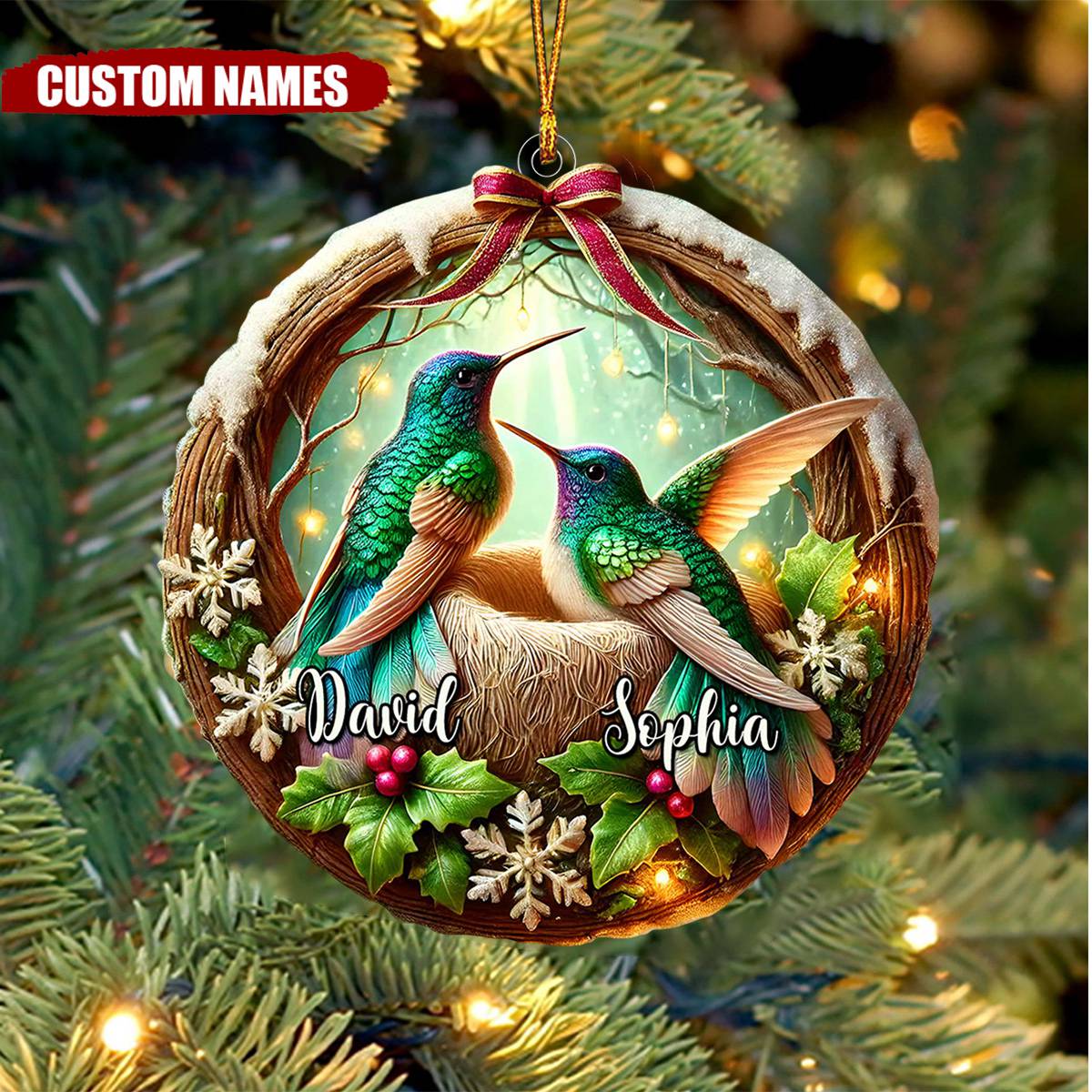 Personalized Hummingbird Couple Christmas Ornament Gift For Animal Lovers, Nature Lovers,Couple-2024 New Release