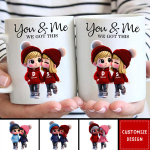 Cute Cartoon Couple Walking Personalized Mug-Gift For Couple