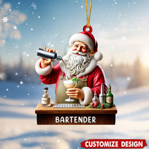 Personalized Santa Mixing Cocktails Christmas Ornament Gift For Bartenders-2024 New Release