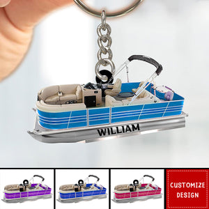 Personalized Pontoon Boat Acrylic Keychain - 2024 New Release