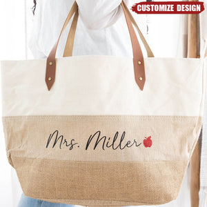 Personalized Teacher Canvas Tote Bag -  Gift For Teacher