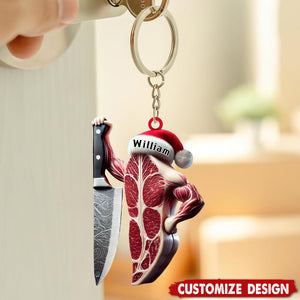 Personalized Meat Keychain-Gift For Butchers, Chefs, and BBQ Enthusiasts