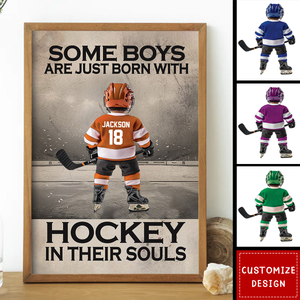 Some Boys Girls Are Just Born With Hockey - Personalized Hockey Kid Poster - Gift For Hockey Lovers