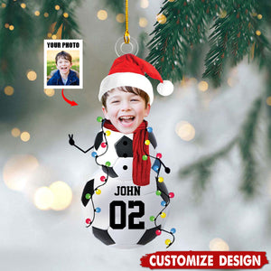 2024 New Release-Personalized Photo Soccer Snowman Ornament Gifts For Soccer Lovers