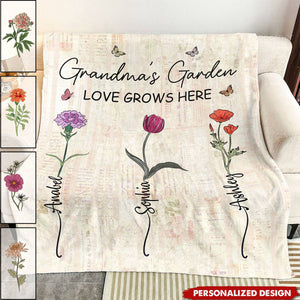 Grandma Garden Blanket-Personalized Blanket-Gift For Grandma