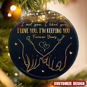 2024 New Release I Want To Be With You Until My Last Page - Couple Personalized Ceramic Round Shaped Ornament - Christmas Gift For Husband Wife, Anniversary