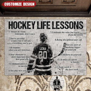 Personalized Hockey Life Lessons Doormat - Gift For Hockey Lovers