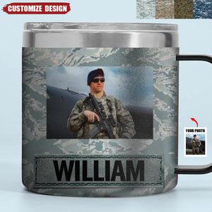 Personalized USA Veteran Stainless Steel Tumbler With Handle