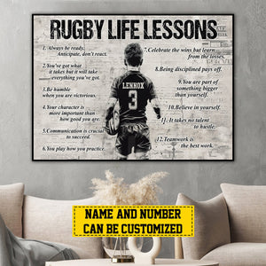 Personalized Rugby Life Lessons Boy Poster-Gift For Rugby Lovers