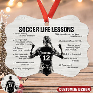 Personalized Soccer Life Lessons Wooden Ornament - Gift For Soccer Lovers