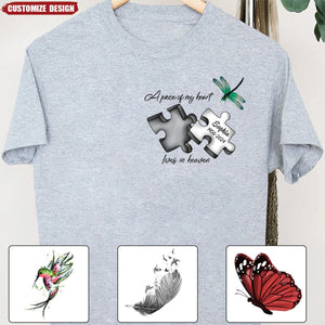 Personalized Memorial Puzzle T-Shirt - A Piece Of My Heart Lives In Heaven