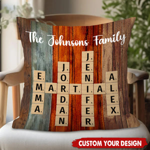 Personalized Family Crossword Puzzle Art Pillow