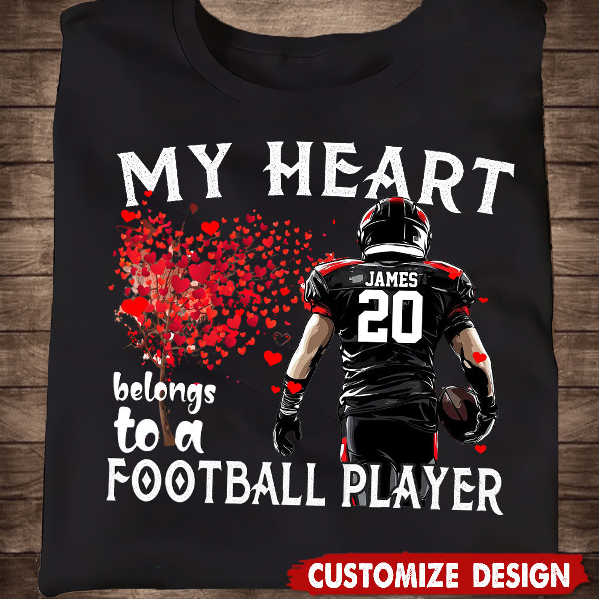 My Heart Belongs To A Football Player - Personalized T-shirt