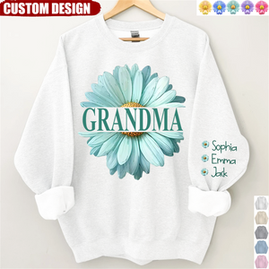 New Release-Personalized Grandma Flower Daisy Color And Grandkids Sweatshirt