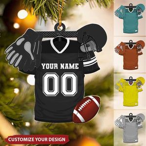 2024 New Release Personalized American Football Uniform Christmas Ornament Football Helmet And Ball - Gift For Football Lover