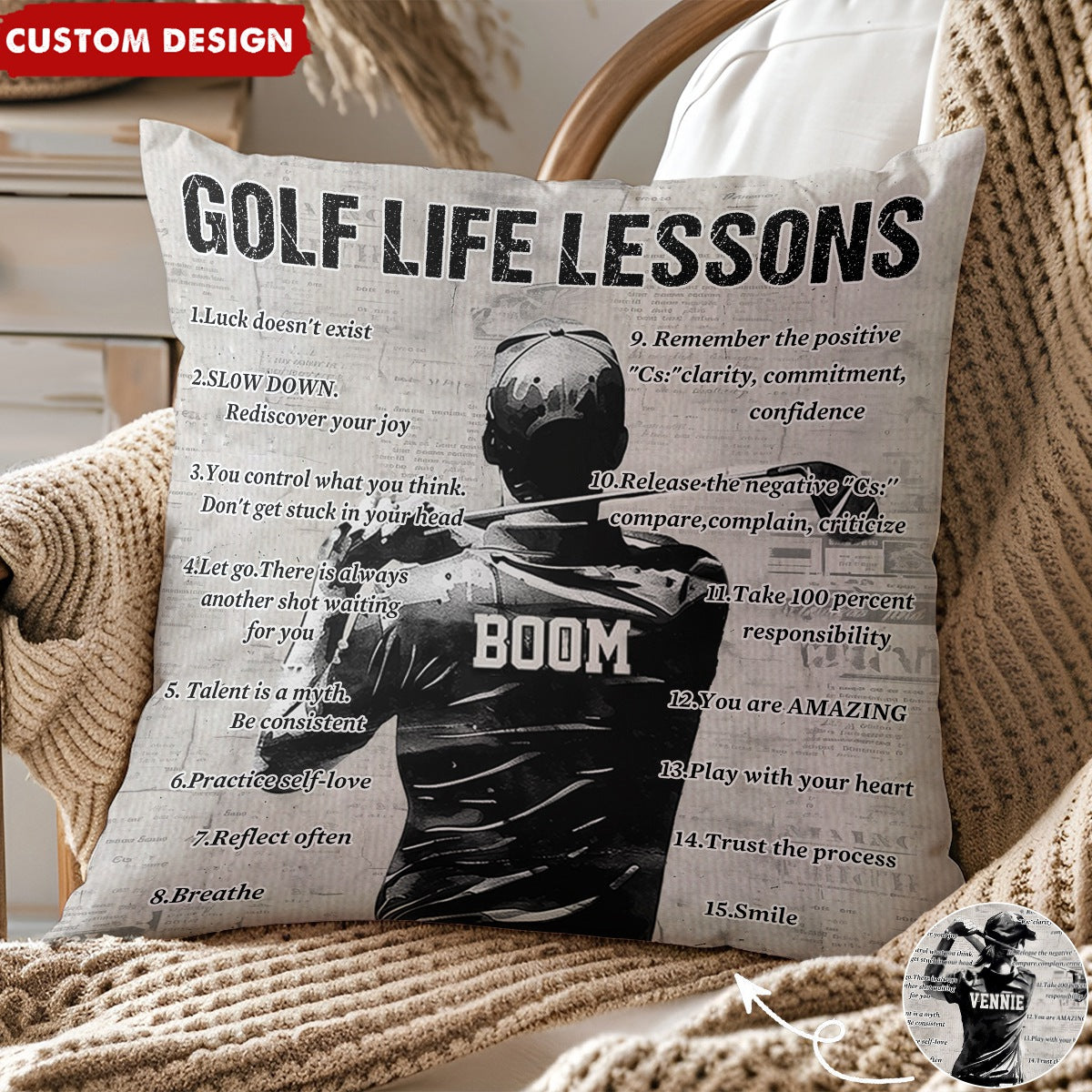 Gift For Golf Lovers-Personalized Golf Life Lessons Pillow