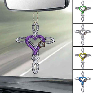 Rustic Horseshoe Cross Car Ornament