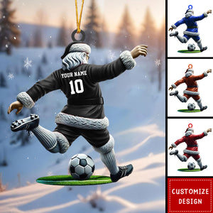 Personalized Soccer Kick Santa Christmas Ornament-2024 New Release