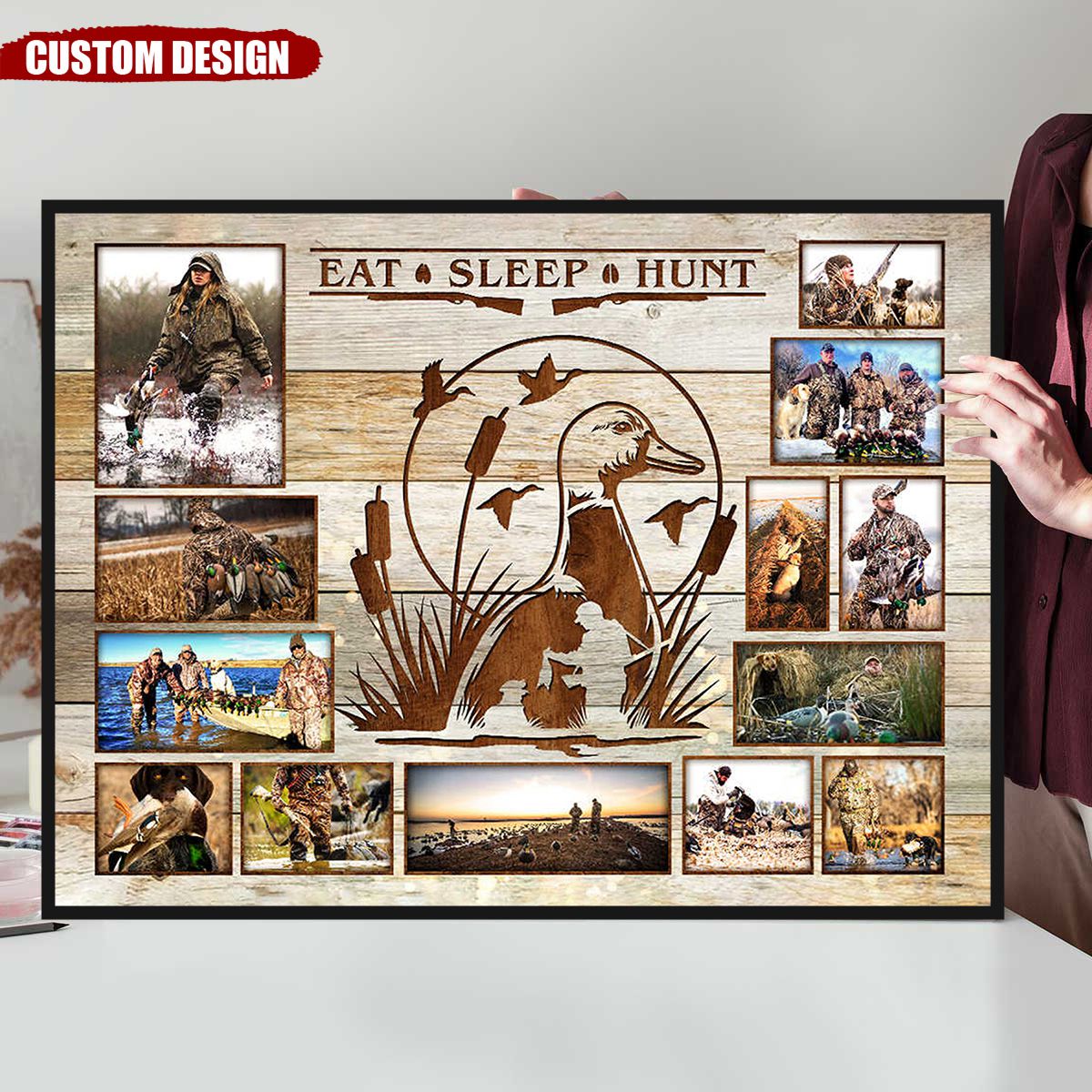 Waterfowl & Duck Hunter Personalized Photo Collage Poster, Gift For Hunters