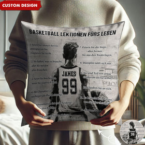 Personalisiertes Basketball-Lebenslektionskissen-Geschenk für Basketball-Liebhaber