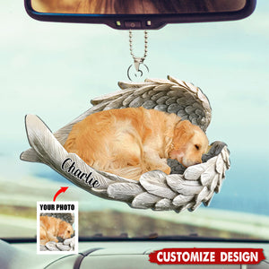 In Angel Wings - Personalized Memorial Car Ornament, Gift For Pet Lovers