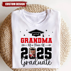 Proud Family Of 2025 Senior Graduation Photo Personalized T-Shirt