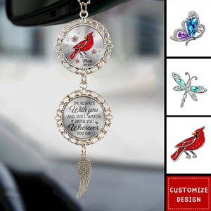 Connecting Love Through Memories - Personalized Metal Car Hanging Ornament With Charm - Sympathy Gift For Family Members