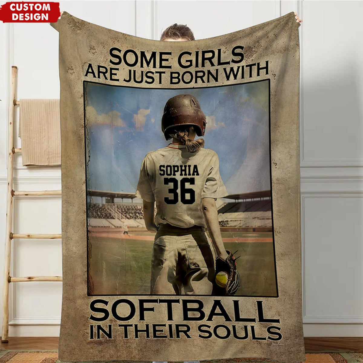 Some Girls Are Just Born With Softball - Personalized Softball Blanket - Gift For Softball Lovers