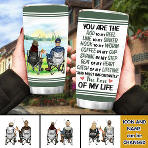 Custom Personalized Fishing Couple Tumbler - Gift Idea For Couple/Fishing Lovers - You Are The Rod To My Reel