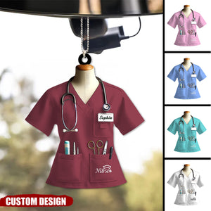 Personalized Nurse Uniform Acrylic Car Ornament - Gift For Nurse