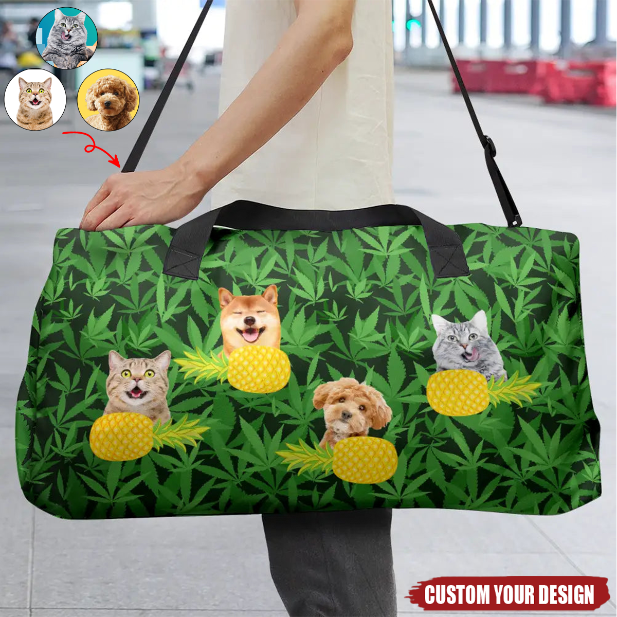 Custom Photo Funny Family Pet Face - Personalized Duffle Bag