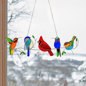 Gift For Bird Lovers - Stained Glass Humming Bird Suncatcher