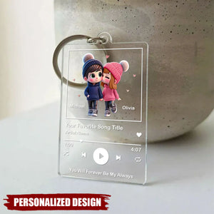 Cute Couple-Personalized Song Keychain-Wedding,Anniversary,Valentine Gifts For Couples