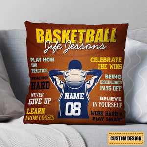 Personalized Basketball Life Lessons Pillow-Gift For Basketball Player