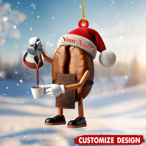 Personalized Coffee Bean Christmas Ornament-Gift for Coffee Lover-2024 New Release