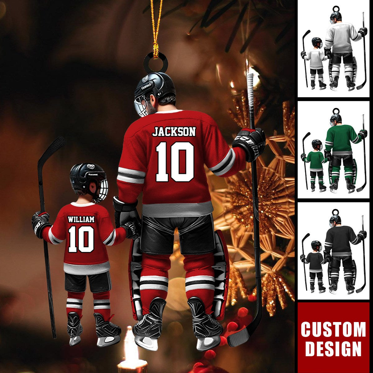 Personalized Ice Hockey Players Christmas Ornament, Gift For Father and Child - 2024 New Release