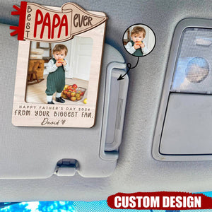 Father's Day Car Visor Clip, Best Dad Picture Frame, Gift for Dad/Grandpa from Daughter Son