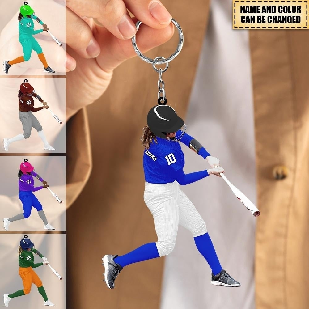 Custom Personalized Softball/Baseball Batter Acrylic Keychain, Gift For Softball/baseball Lovers