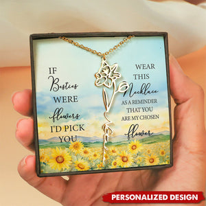 Birth Flower For Friends,Daughter-Personalized Name Necklace