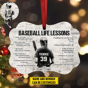 Personalized Baseball Life Lessons Wooden Ornament - Gift For Baseball Lovers