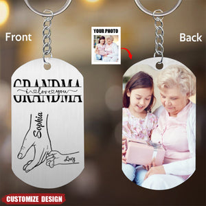 Mom Grandma We Love You Fist Bump - Personalized Stainless Steel Keychain