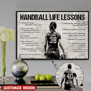 Personalized Handball Life Lessons Poster-Gift For Handball Lovers